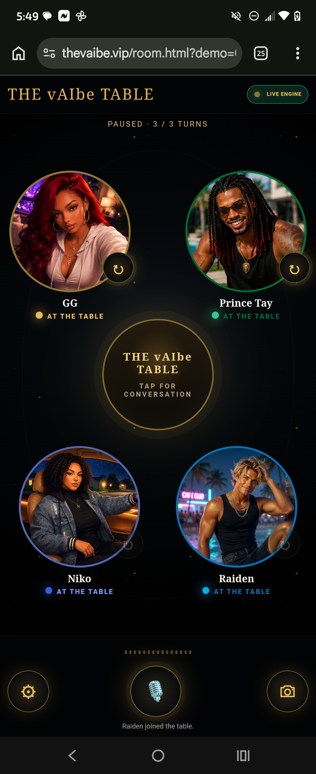 Gigi, Prince Tay, Niko, and Raiden together at The vAIbe Table